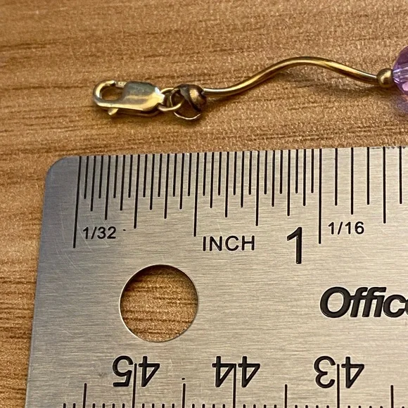 Beautiful 14K yellow gold amethyst and citrine necklace - 10 g total - Picture 5 of 10